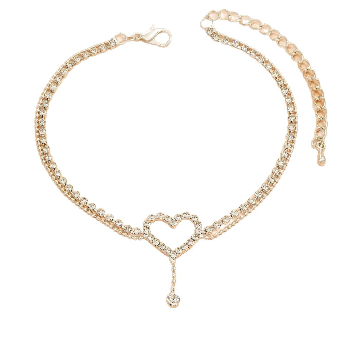 Super shiny full diamond double-layer anklet sparkling rhinestone ankle chain vacation party accessory for women