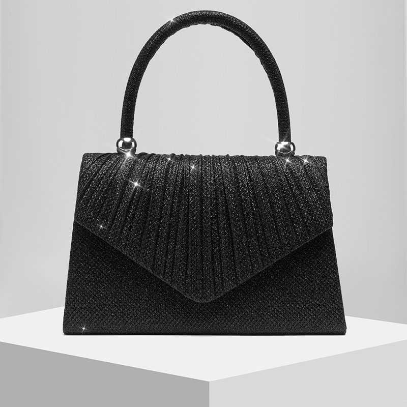 New Women's Pleated Shiny Evening Bag Bride Wedding Bag Banquet Handbag Envelope Bag