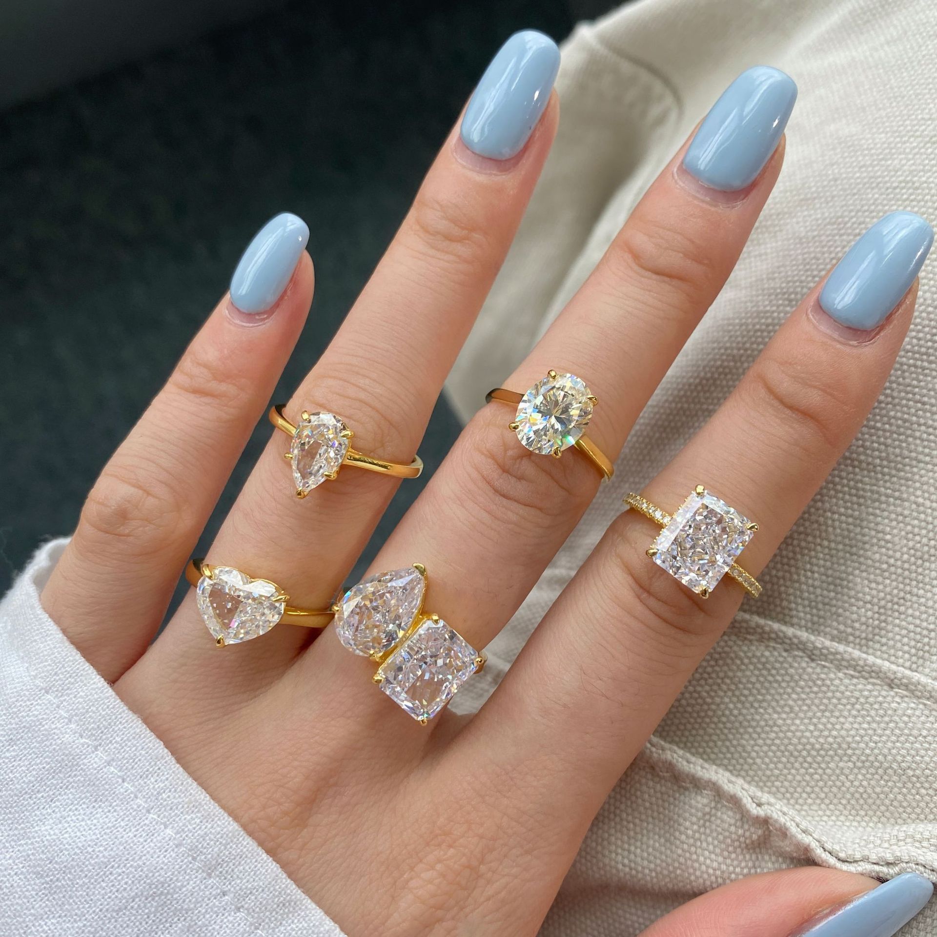 Jewelry S925 sterling silver ring women gold oval heart marquise zircon ring wholesale