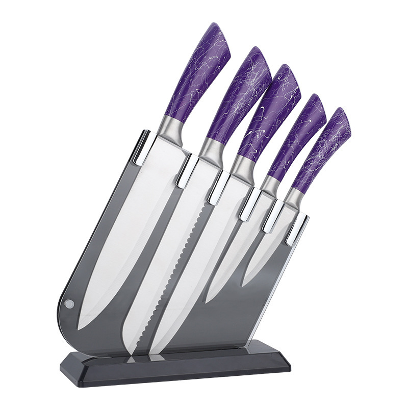 Kitchen knife set household acrylic knife holder knife set five-piece kitchen knife bread knife combination gift set