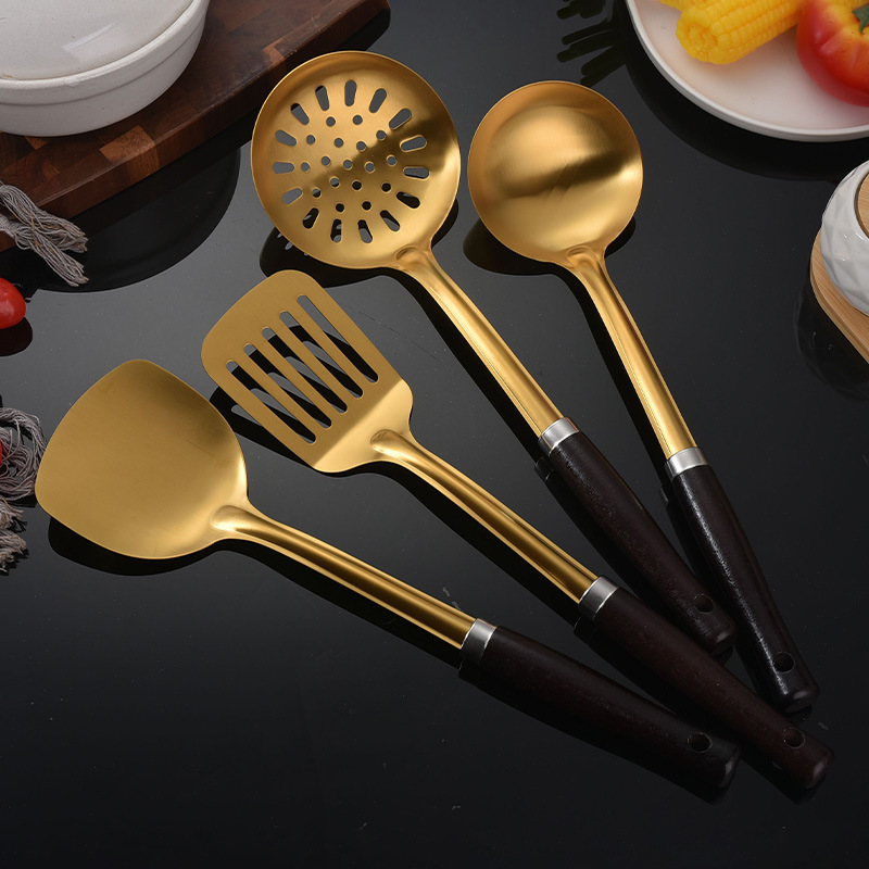 Thickened Stainless Steel Spatula Frying Spoon Slotted Spoon Frying Spatula Kitchen Utensils Set Frying Iron Spatula Home Kitchen Anti-Scald