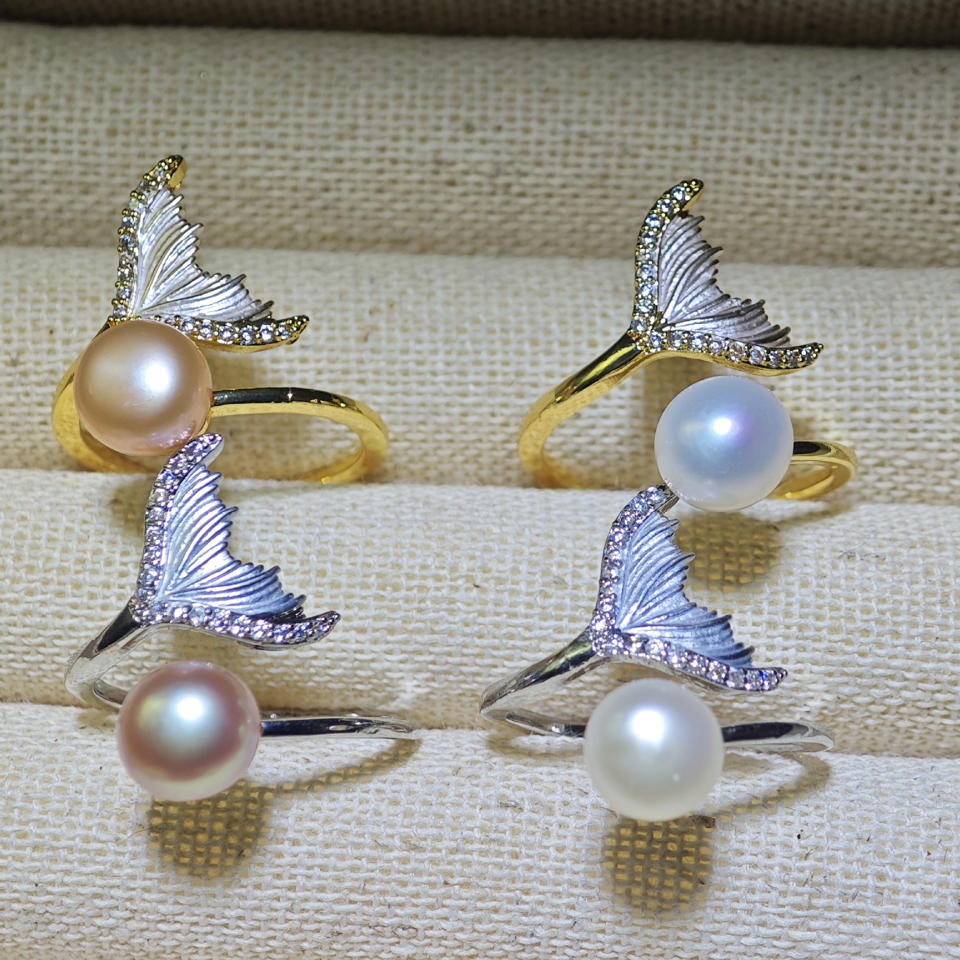 2026 New Butterfly Simple Open Ring Real Gold Electroplated Natural Freshwater Pearl Open Ring Live Stream Hot