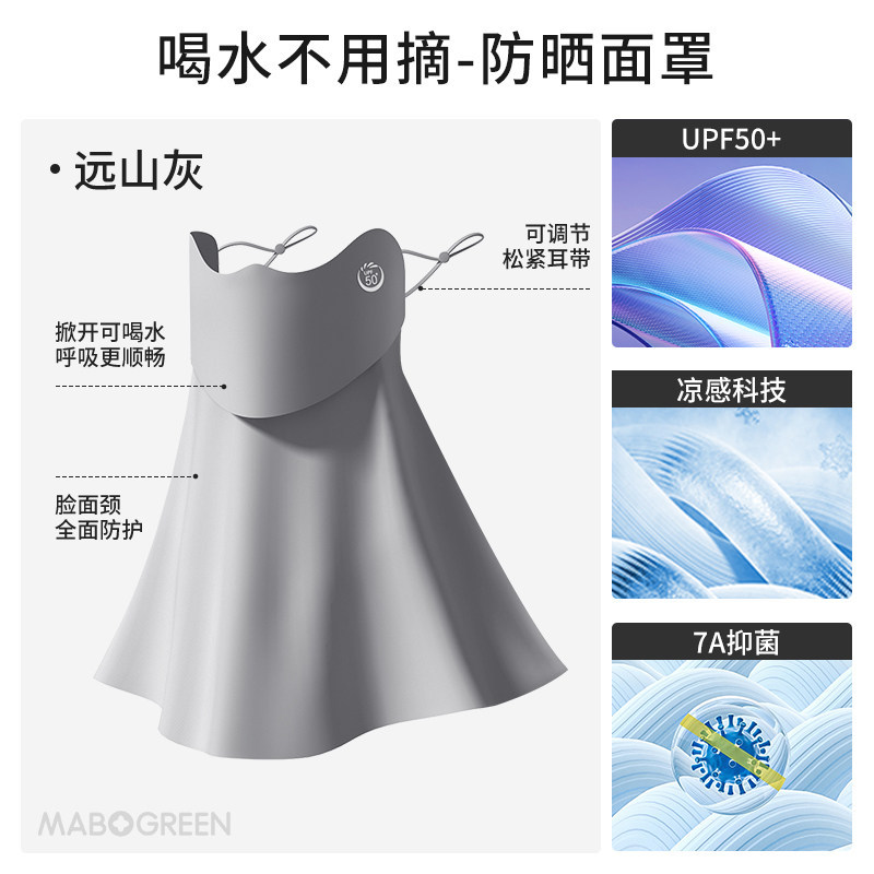 Drinkable Sun Protection Face Mask for Women UV Protection Facekini 6 New Neck Integrated Ice Silk Mask