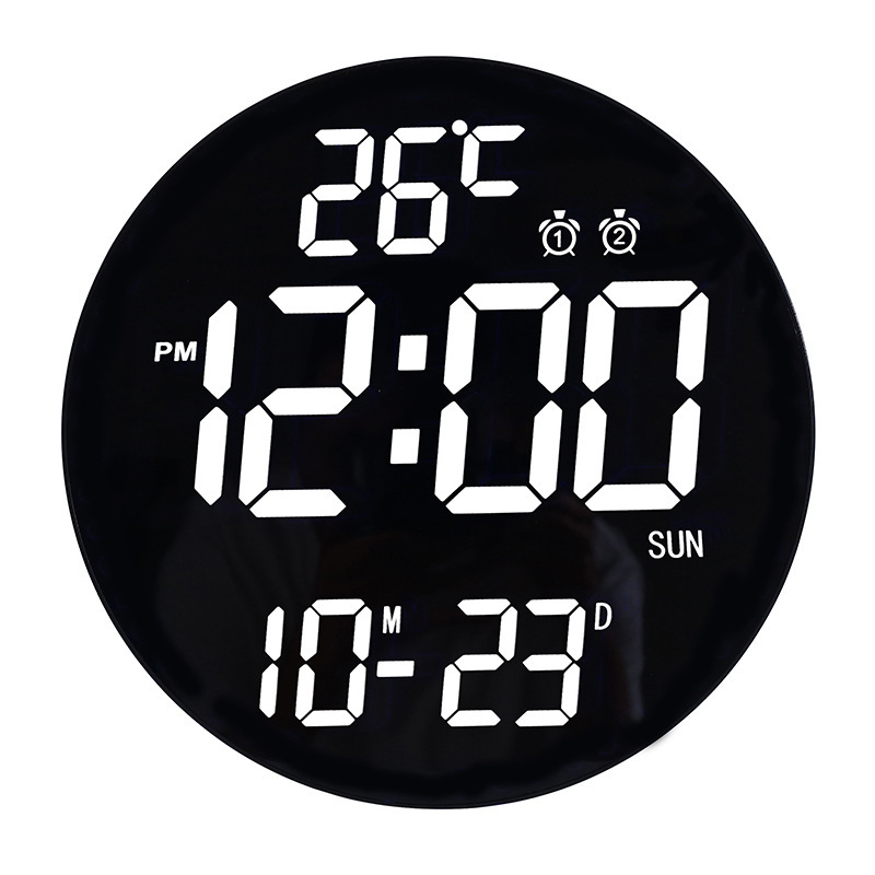 12-inch remote control electronic wall clock, digital perpetual calendar, living room alarm clock, student countdown round clock