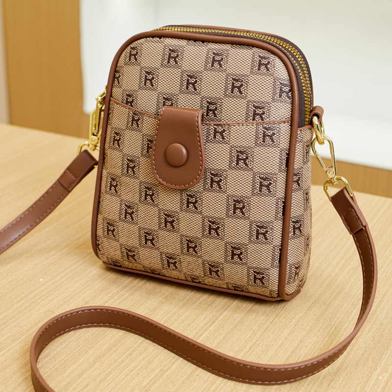 Genuine leather small crossbody bag 2026 new multi-layer phone bag women's color-block crossbody bag mini small bag