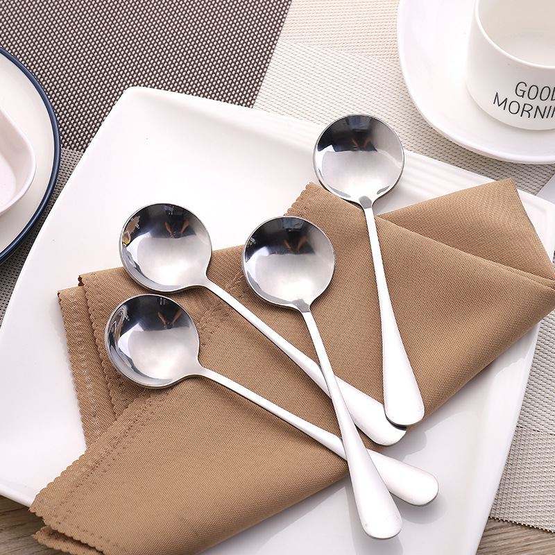 410 stainless steel round spoon, dessert fruit spoon, household rice spoon, soup spoon