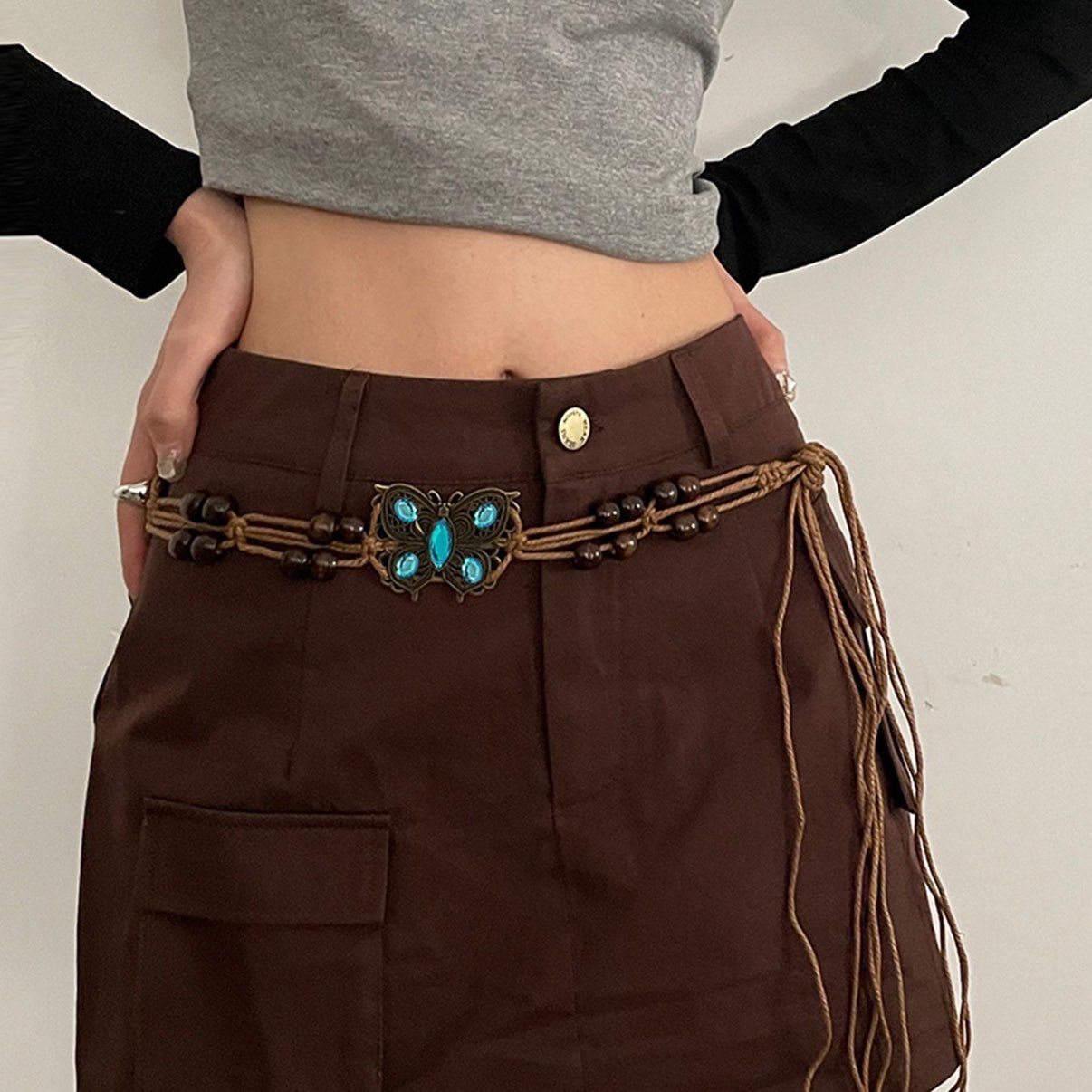 Bohemian ethnic style butterfly belt for women dress waist decoration waist chain accessory
