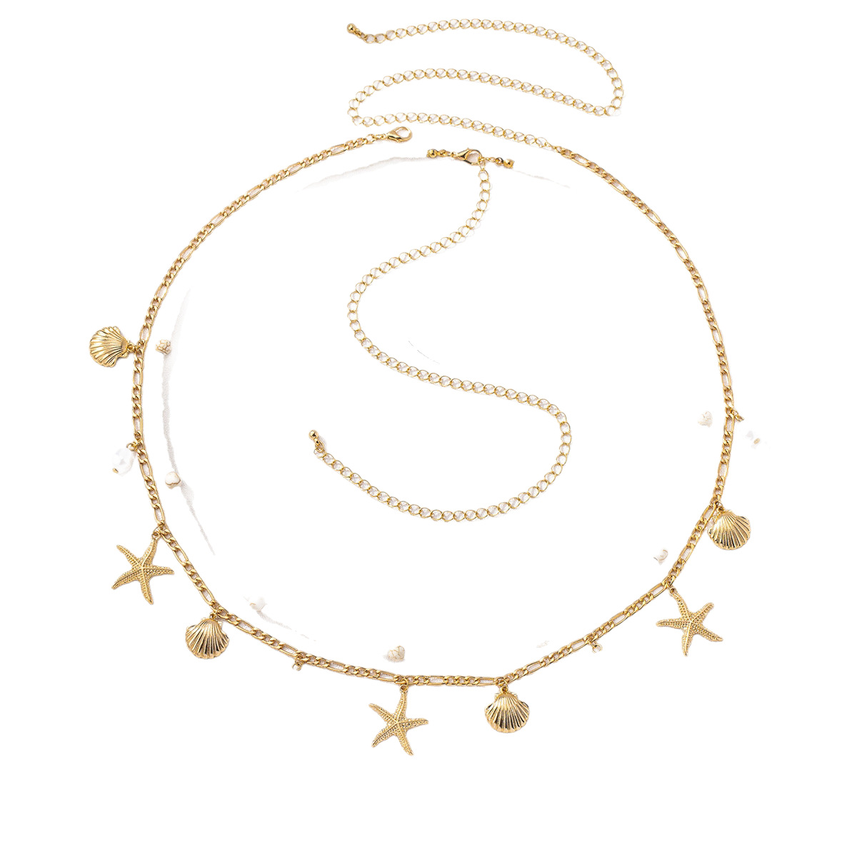 Seaside Vacation Style Starfish Shell Waist Chain Women Bohemian Beach Accessories Metal Chain Body Chain