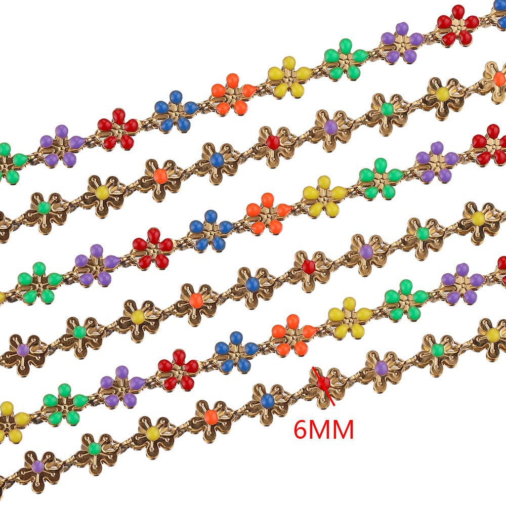 Copper Chain Oil-Drop Mixed Color Flower Chain Daisy Handmade Chain Bracelet DIY Accessories Chain