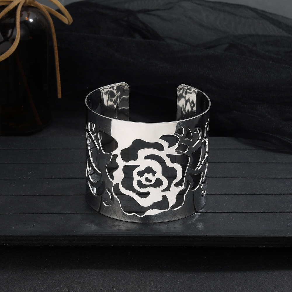 Baroque Street Snap Arm Ring Note Multi-Layer Bangle Metal Open Bracelet Arm Band