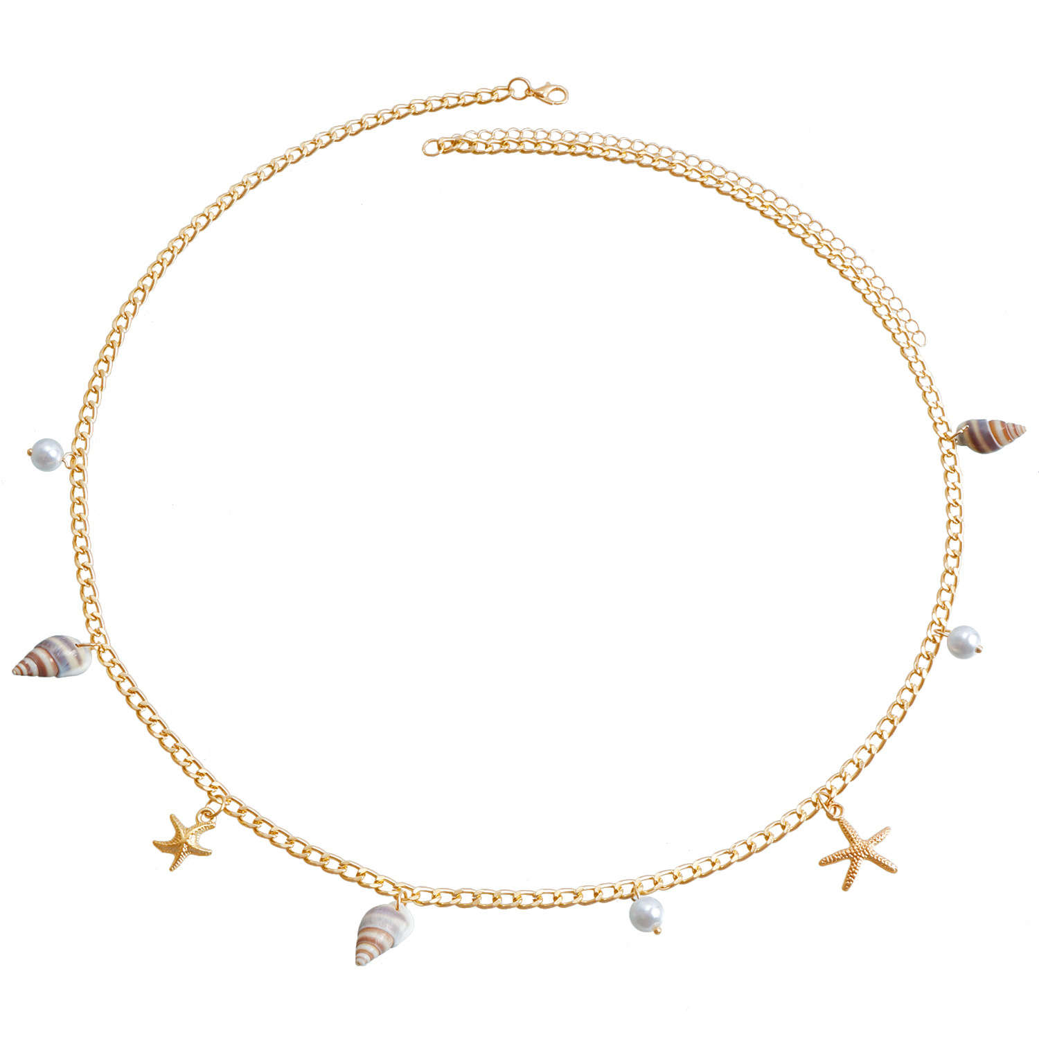 Bohemian Summer Beach Shell Waist Chain Seaside Travel Imitation Pearl Starfish Conch Pendant Body Chain