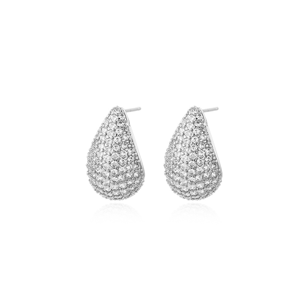 Copper inlaid full zircon hollow drop earrings women's exquisite semi-hollow small pepper ear ornament