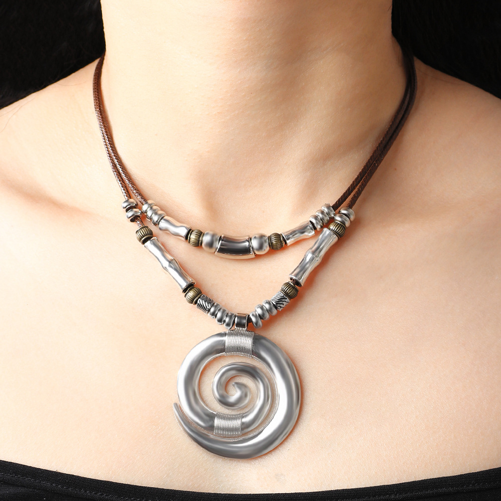 Long Necklace Swirl Totem Bohemian Style Beach Women's Necklace Pendant