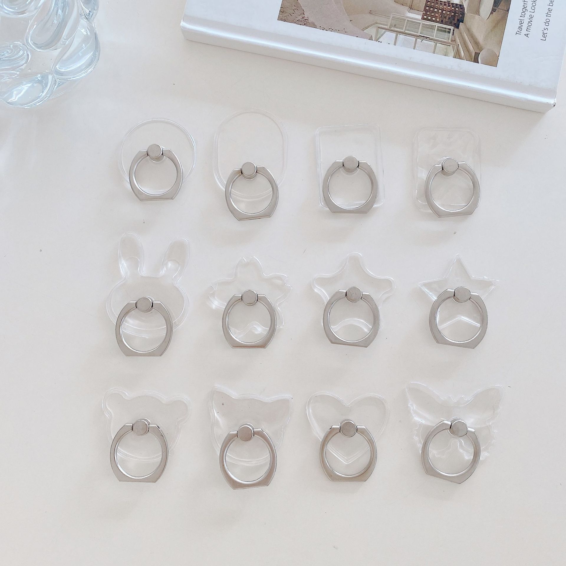 Transparent Ring Stand Phone Ring Finger Grip Rotating Support Stand Adhesive PC Acrylic Phone Ring Grip