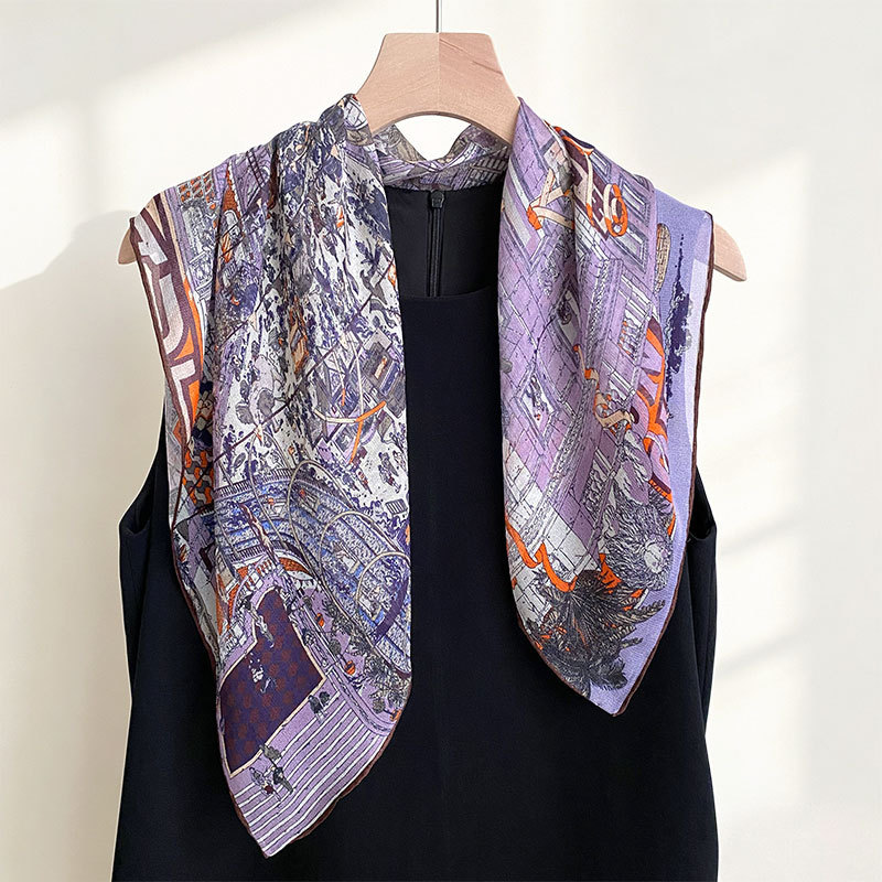 「Classic Paisley」Xili silk real silk scarf for women, summer garden series mulberry silk scarf, decorative neck scarf