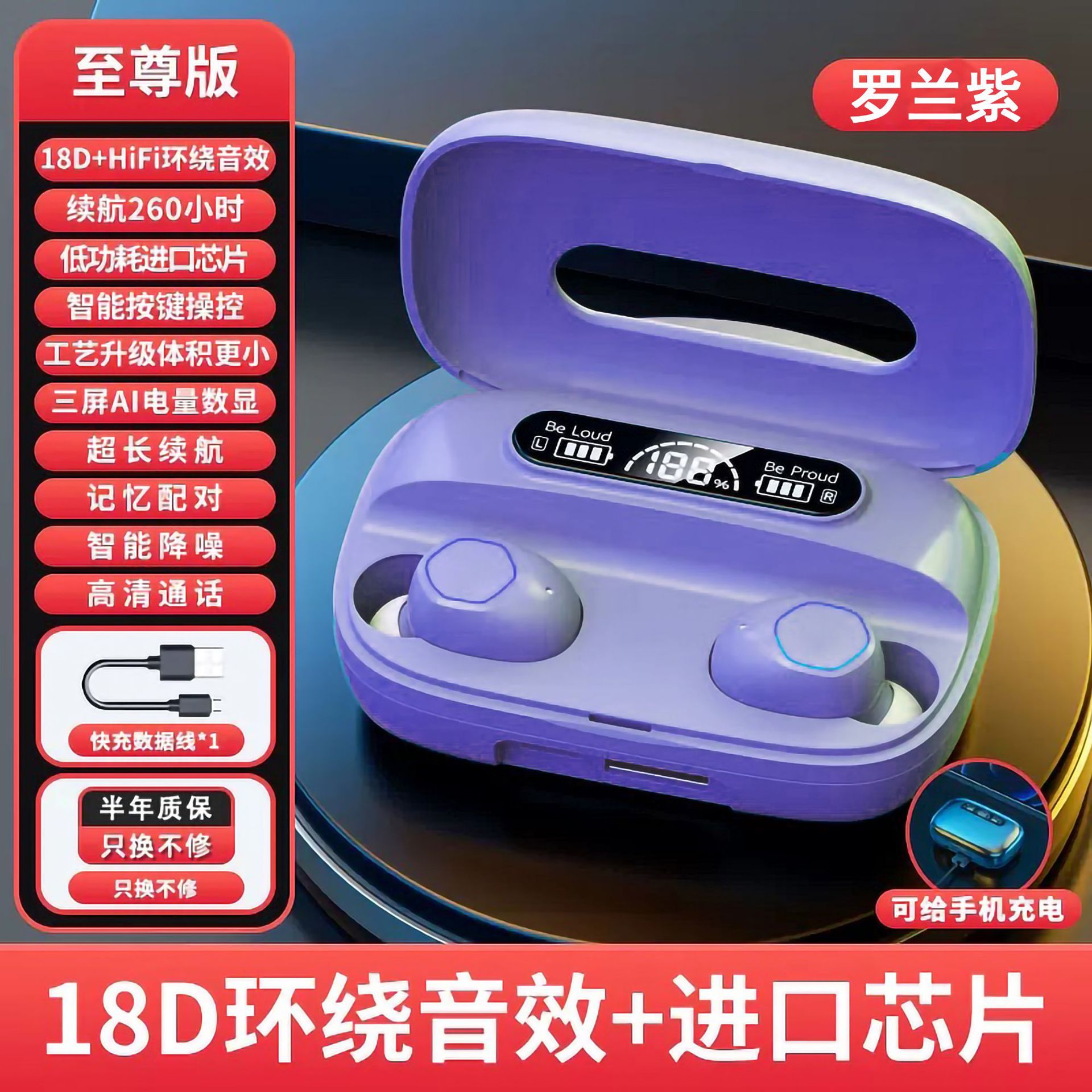 M9 Bluetooth Earphone True Wireless Ultra Long Battery Life Large Capacity In-Ear Sports Machine High Sound Quality