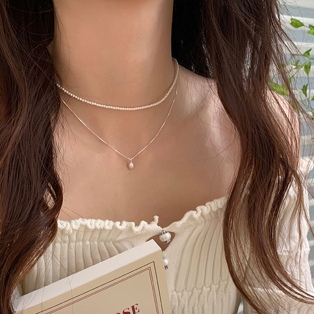 S925 Sterling Silver Zhuji Natural Freshwater Pearl Pendant Necklace Women Collarbone Chain Niche