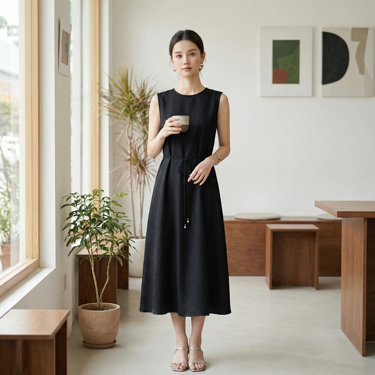 2026 Spring Summer New Heavyweight Dress for Women Sleeveless Round Neck Mulberry Silk Mid-Length Inner Wear Vest Dress