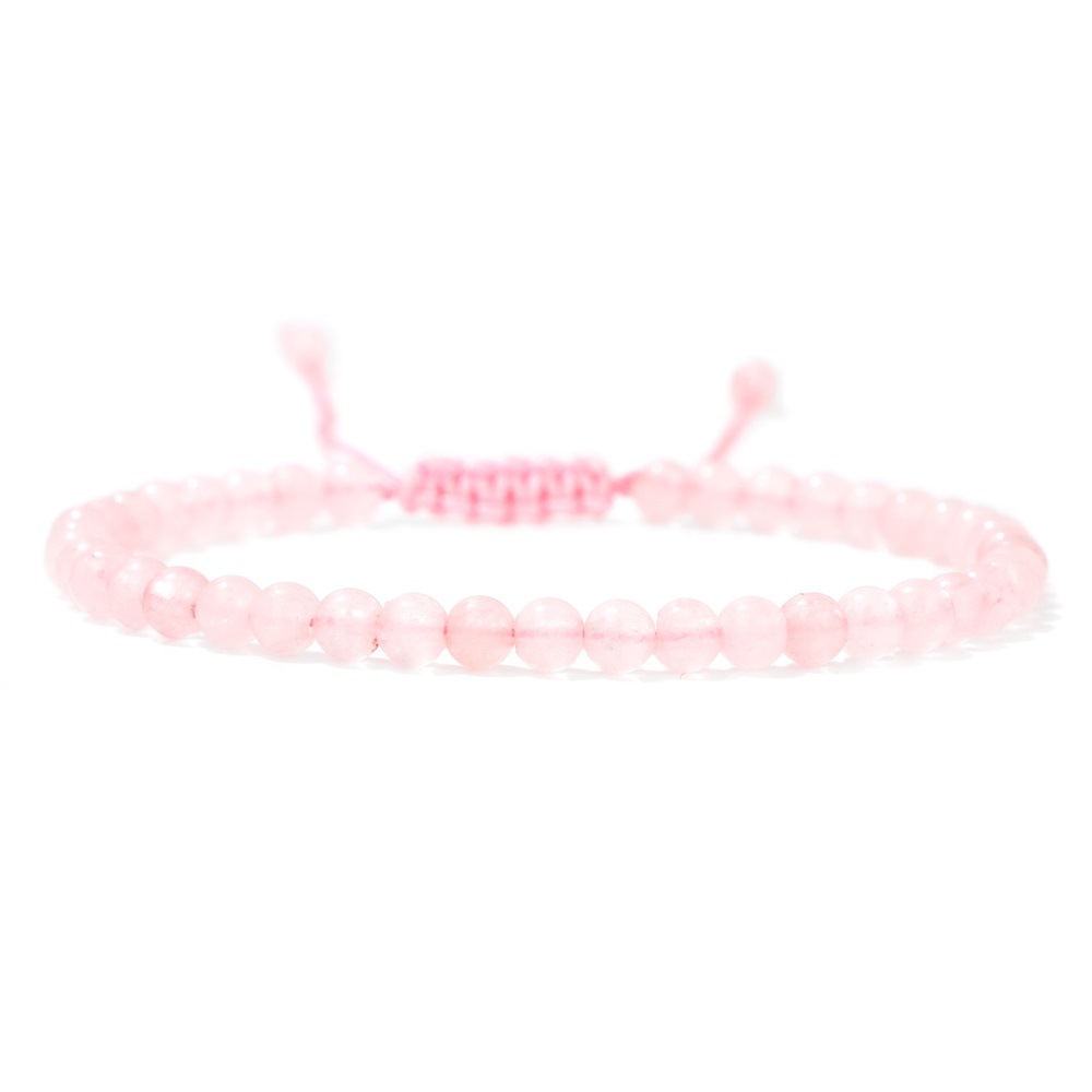 4mm stone bead handmade woven bracelet simple adjustable drawstring women's bracelet