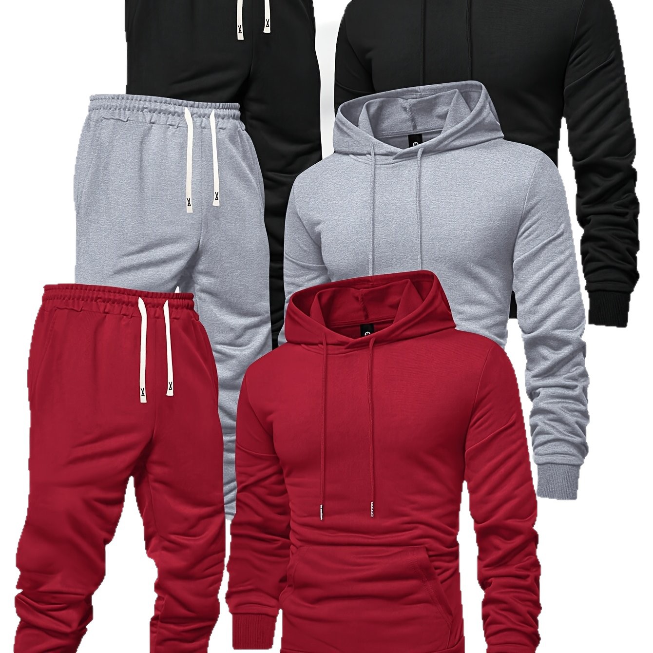 Men's Hooded Spring Autumn Plain Hoodie Sweatpants Casual Sports Men's Fall Suit