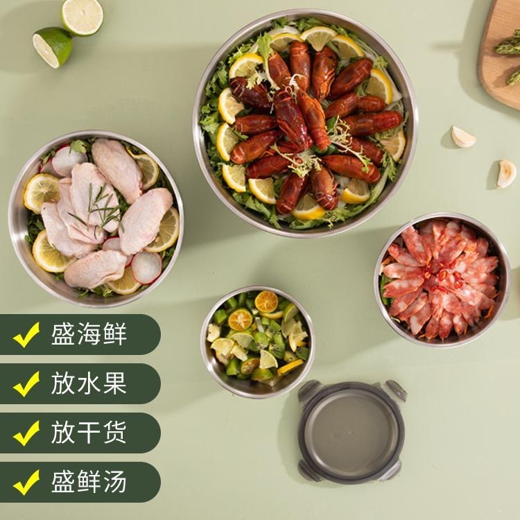316 stainless steel food container, food-grade round lunch box, picnic box, fruit bento box, sealed with lid bowl, takeaway