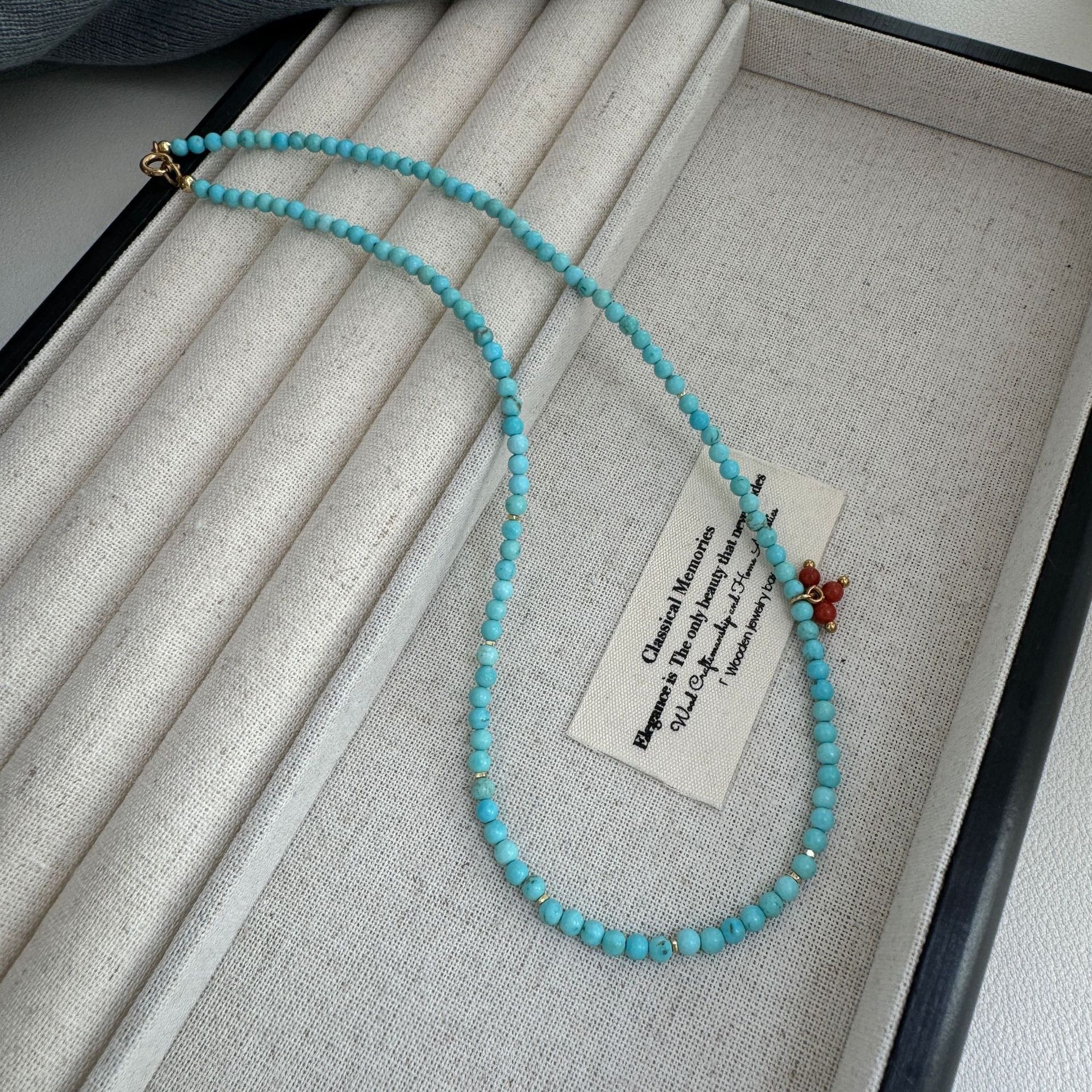 Red agate turquoise bead titanium steel necklace niche accessories women's accessories neck chain collarbone chain