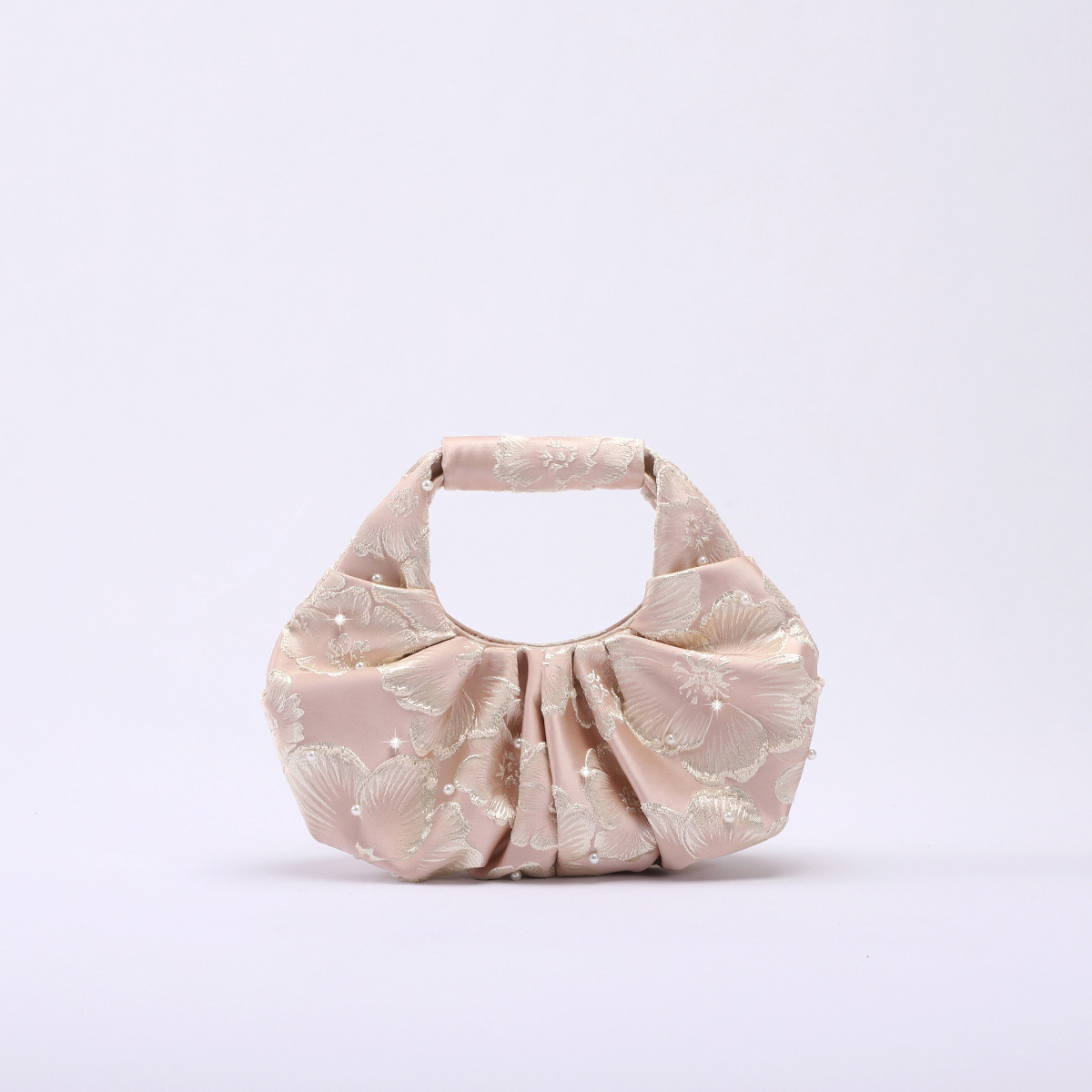 Women's Bag Chinese Style Jacquard Hanfu Chinese Fabric Pleated Design Pleated Bag Pearl Cheongsam Bag Handbag