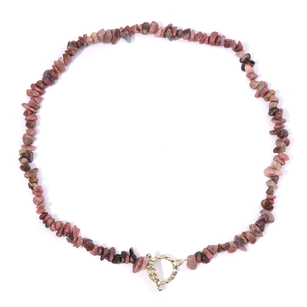 Crushed stone necklace for women irregular artificial stone beads OT clasp unisex necklace accessory