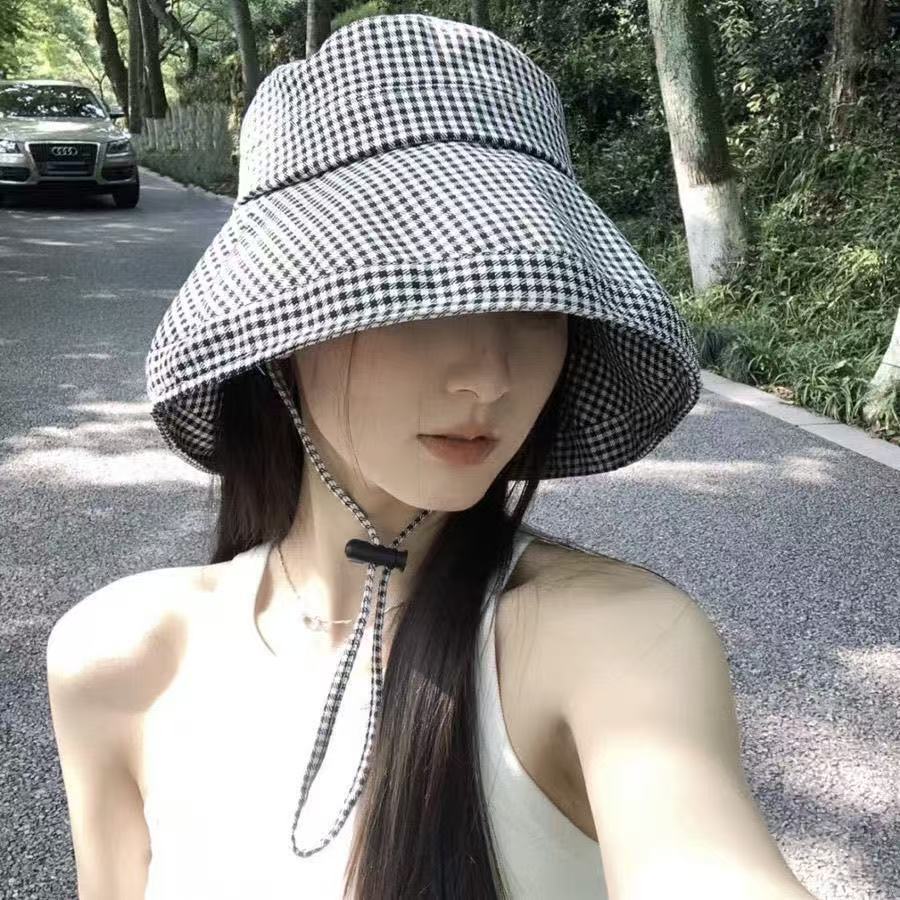 千鸟格盆帽-黑色