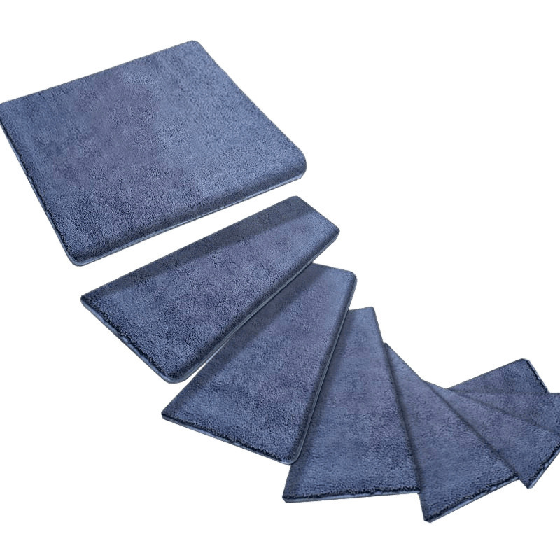Solid color spiral stair mat self-adhesive non-slip carpet glue-free tread mat solid wood duplex stair mat