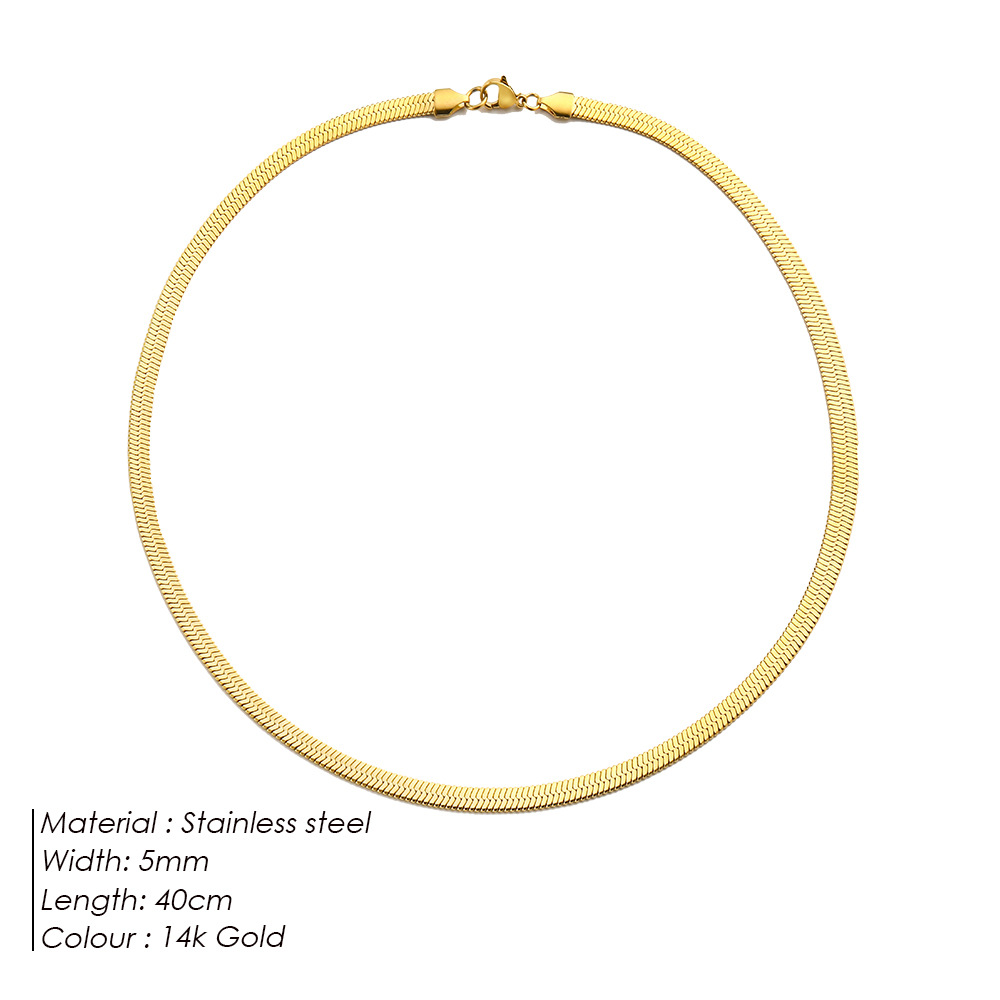 eManco Collarbone Chain Women Titanium Steel Snake Bone Chain Necklace 5mm Choker Simple Minimalist