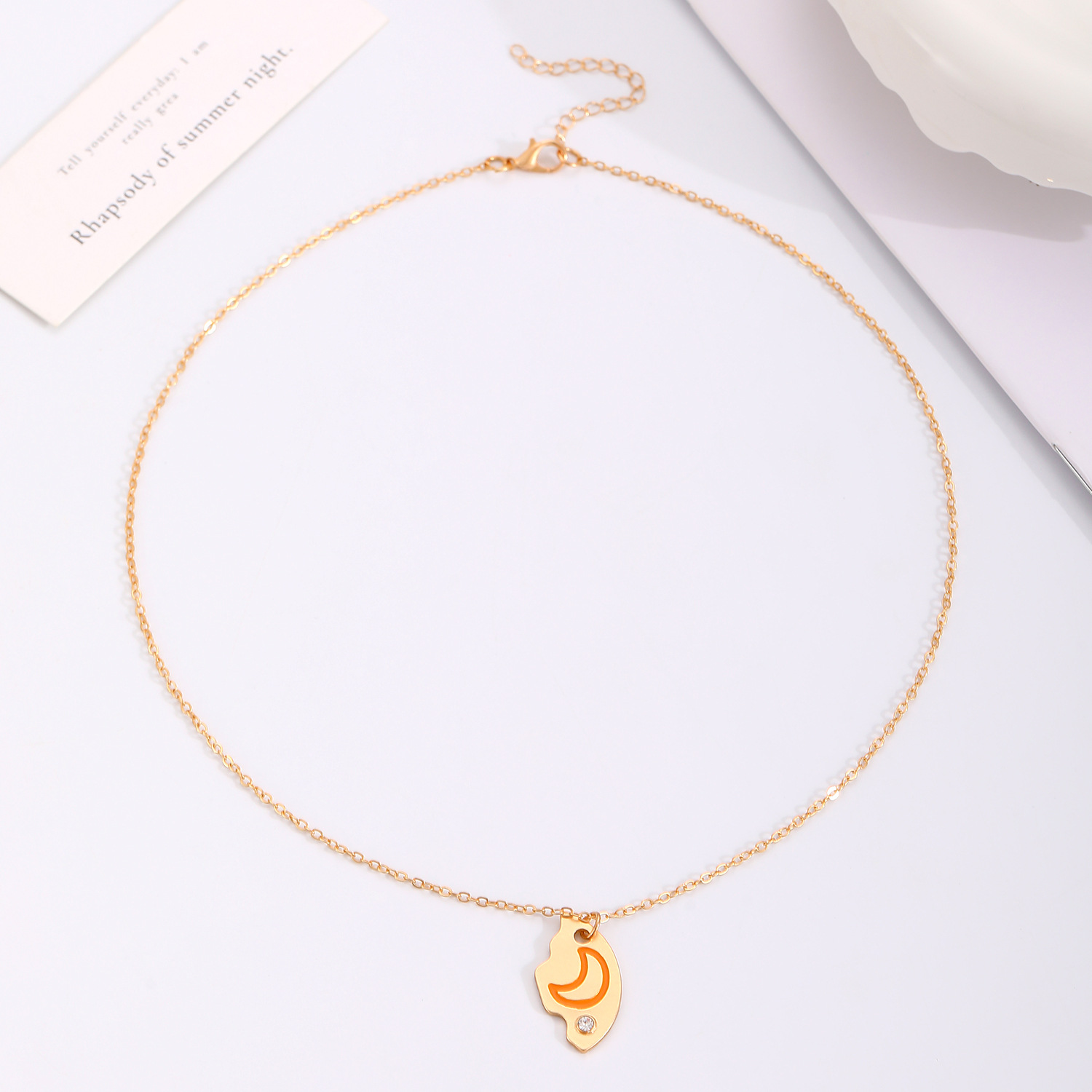New Star Moon Sun Three-Piece Set Best Friends Girlfriends Alloy Diamond Inlay Two-Piece Necklace