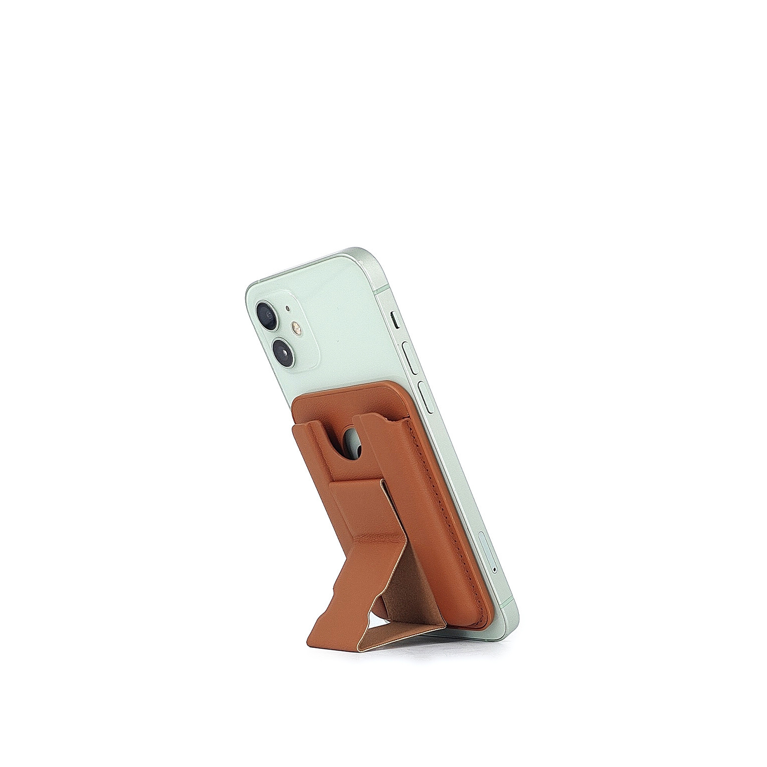 New Anti-slip Grid MagSafe Magnetic Card Holder Folding Stand Round Hole Injection Molded Portable Document Card Storage Clip