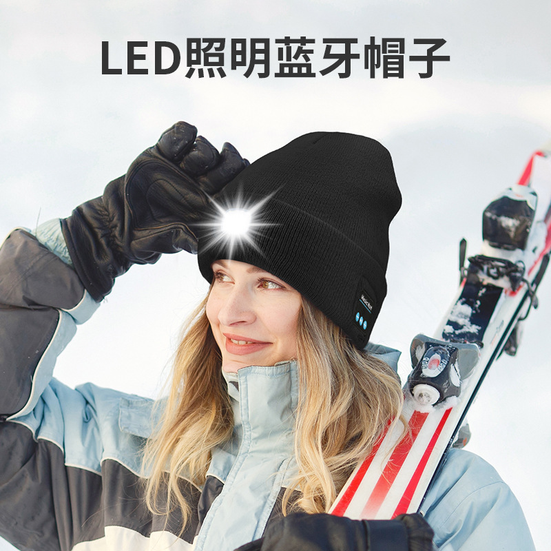 New rechargeable LED light-up lighting knitted hat night running headlamp lighting hat Christmas lamp hat