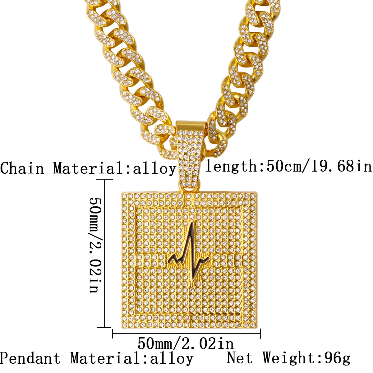 Gangster hip-hop full diamond pendant exaggerated alloy Cuban chain necklace pendant diamond-embedded cross