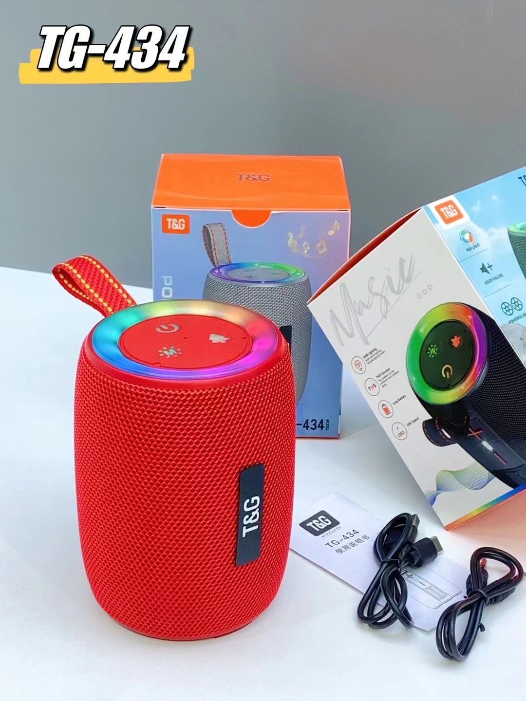 New TG434 Bluetooth speaker subwoofer outdoor wireless card EQ sound effect LED light effect Bluetooth audio