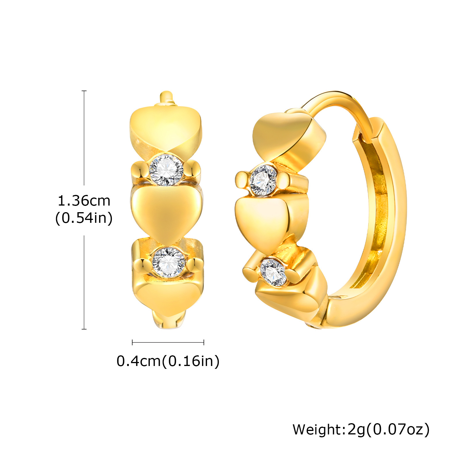 Women's Stainless Steel Imitation Czech Stone Eight-Pointed Star Earring Gold Heart Butterfly Ear Stud Earring Huanmu Accessories