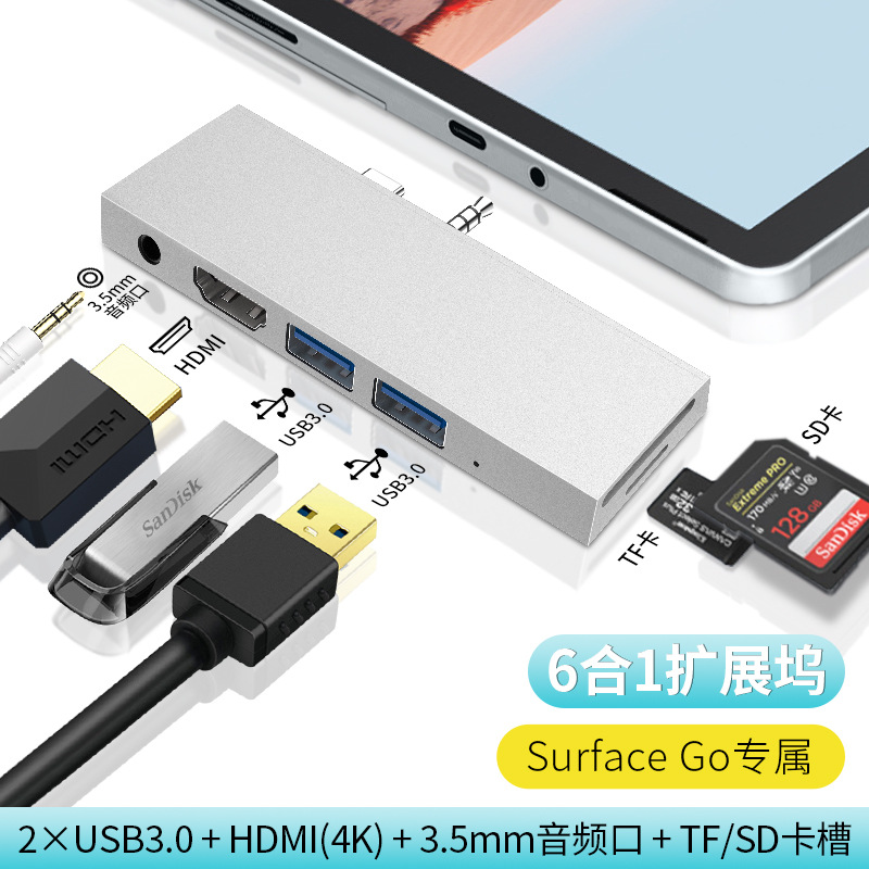 Soft Docking Station for Surface Pro 12/11/8/6 USB3.0 Hub SD/TF HDMI4K RJ45