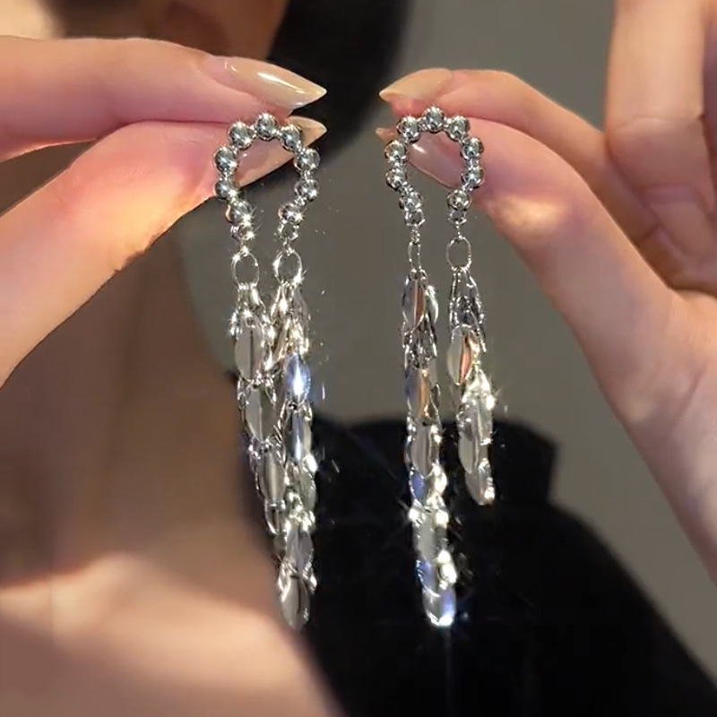 Rich Girl~ Gold Long Tassel Wheat Earrings Women Stud Earrings Unique Exaggerated Ear Accessories