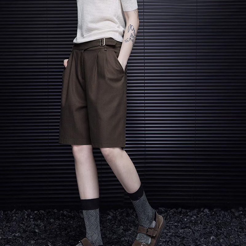 Coffee Color Casual Bermuda Shorts Women's 2025 Spring New Niche Simple