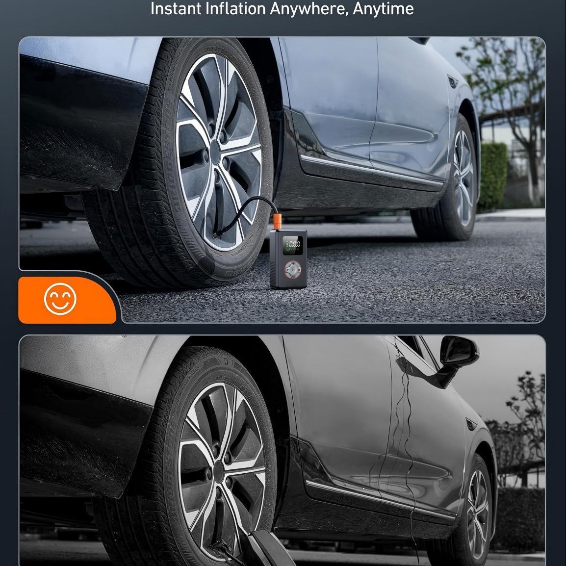 Portable Mini Wireless Digital Display Vehicle-Mounted Inflator Pump Multi-Function Lighting Warning Electric Vehicle Tire Inflator