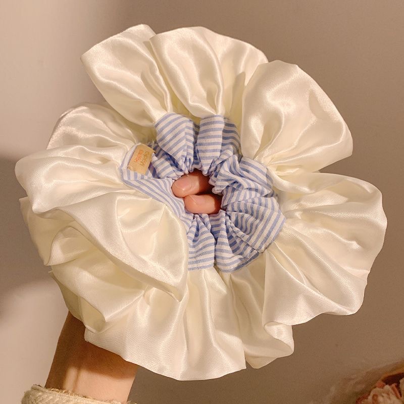 Plaid lace large hair scrunchie for women 2026 new hair tie extra large bun hair accessory head flower