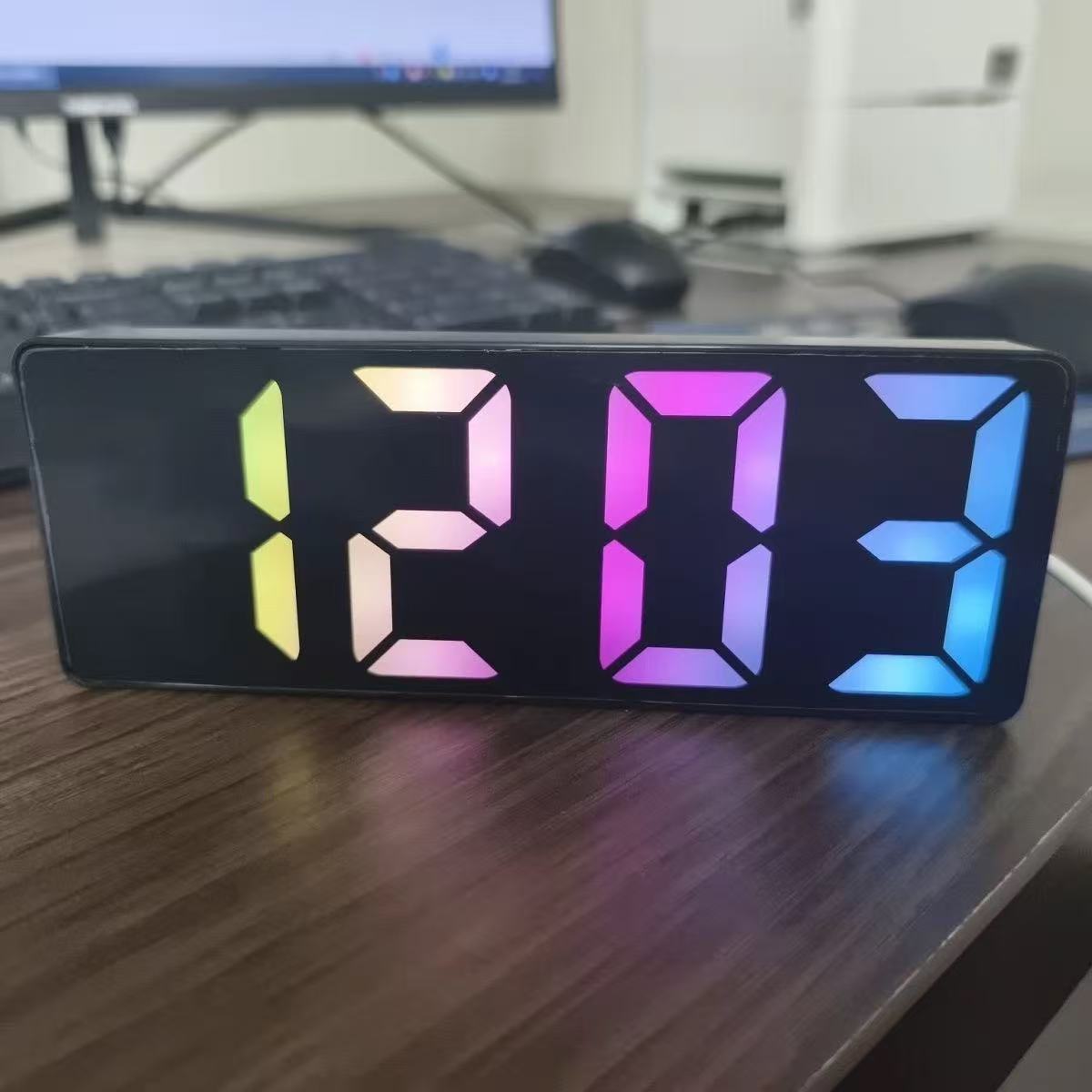Mirror Clock Alarm Clock Desktop Silent Smart Clock Time Display Monitor Bedroom Digital Electronic Clock Ornament