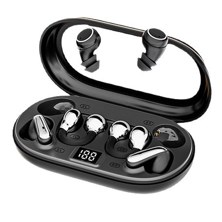 New product P47 three-in-one Bluetooth earphone transparent case digital display long battery life clip-on in-ear TWS noise reduction
