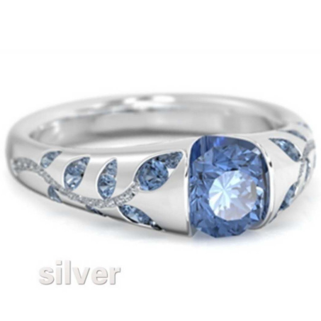 Independent Station Multicolor Exquisite Leaf Inlaid Gemstone Ring Exclusive Supply