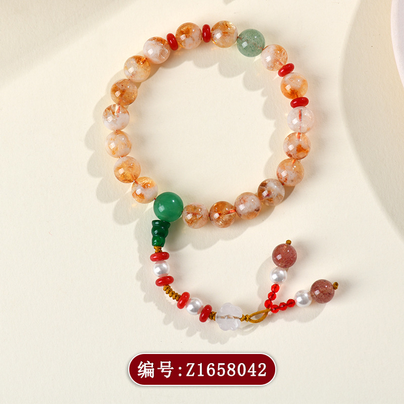 Z1658黄塔晶绿草莓手链