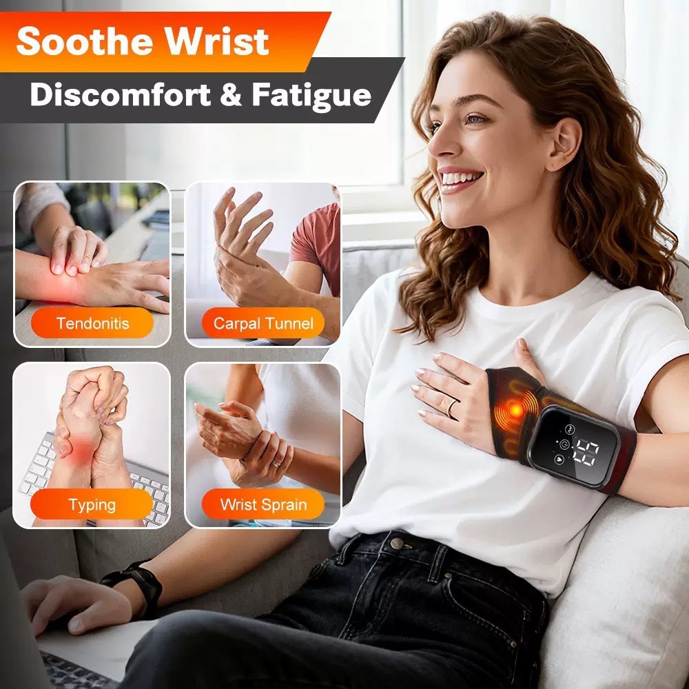 Hand Massager Wrist Heat Compress Tenosynovitis EMS Electric Pulse Wrist Joint Physiotherapy Heating Wrist Massager