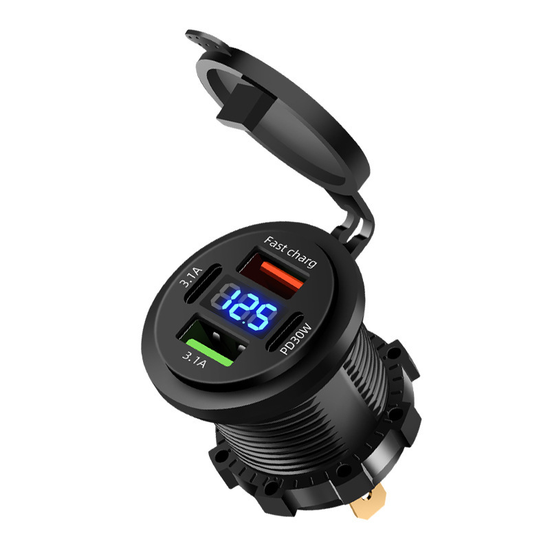 Modified Car Charger Fast Charge Adapter Plug Motorcycle Car Charging Port Retrofit 12-24V Car Cigarette Lighter Head