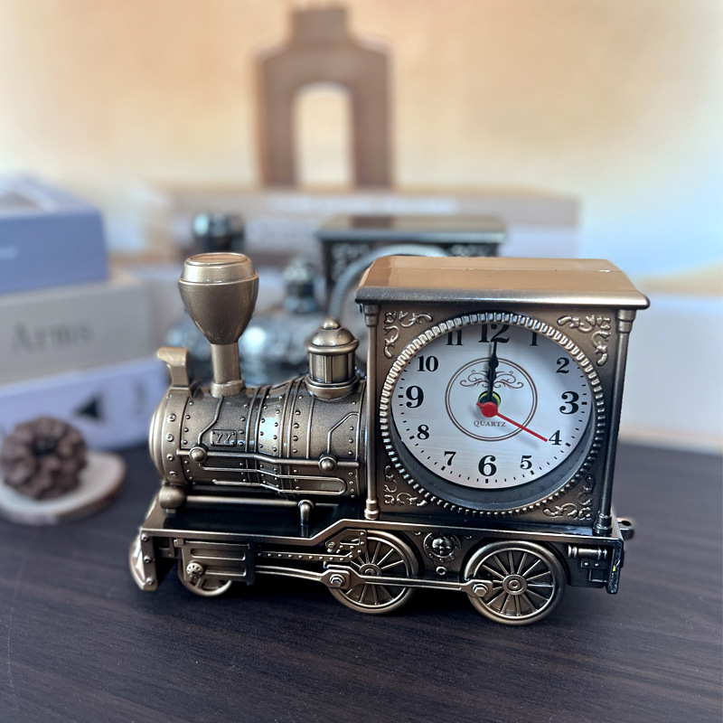 Home Wake-Up Alarm Student Gift School Season Gift Antique Train Head Alarm Clock