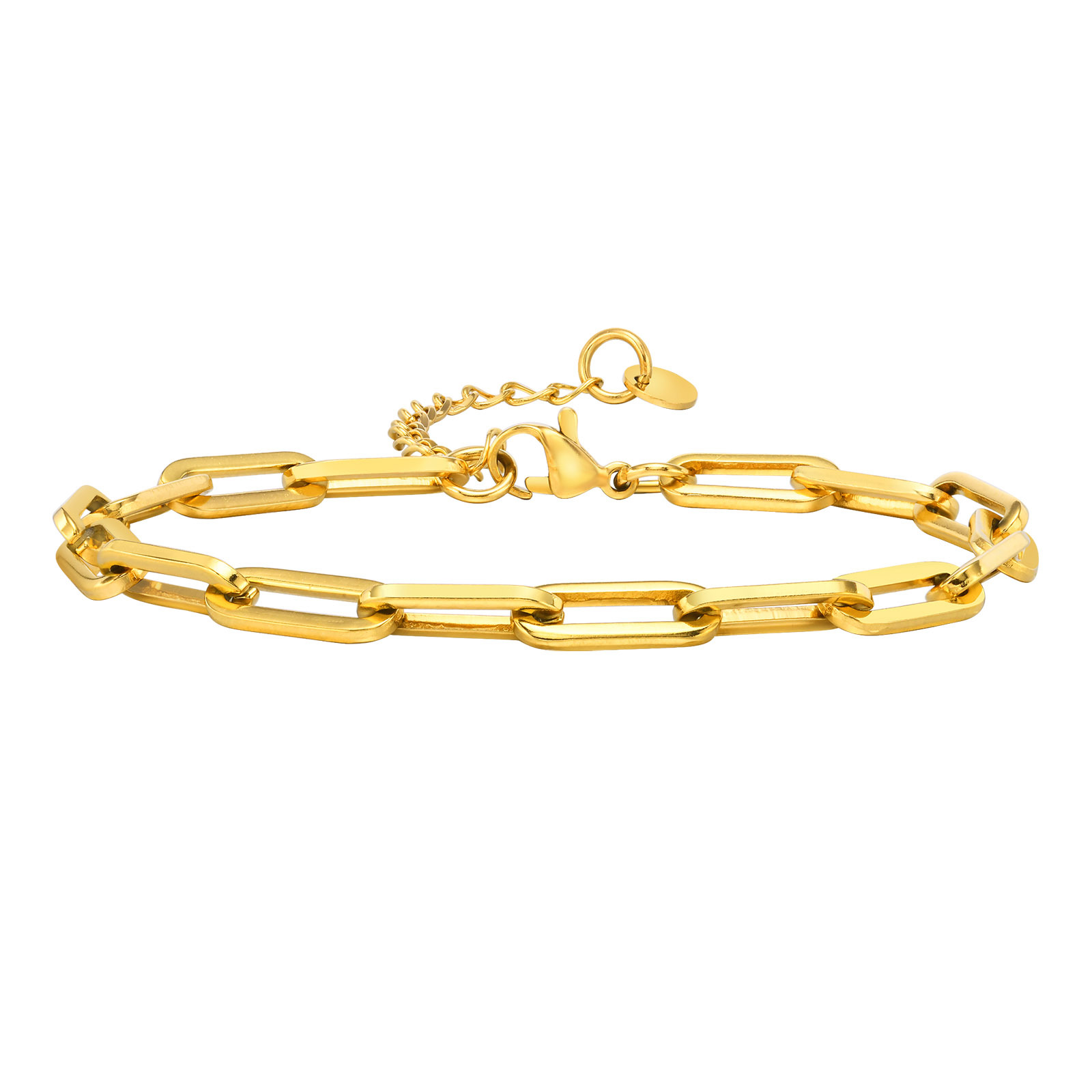 Style Simple Geometric Necklace Bracelet Rectangular Chain Stainless Steel Women's 18K Gold Plated Accessories